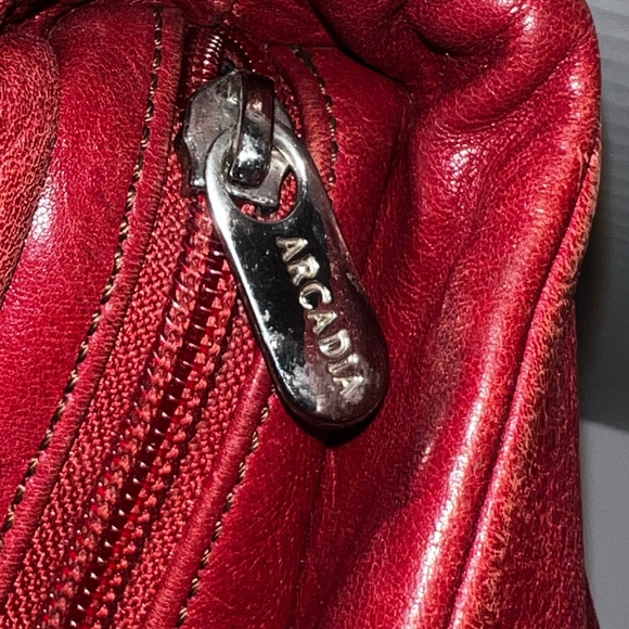 Arcadia Red and Black Leather Shoulder‎ Bag Made In Italy - Picture 3 of 7